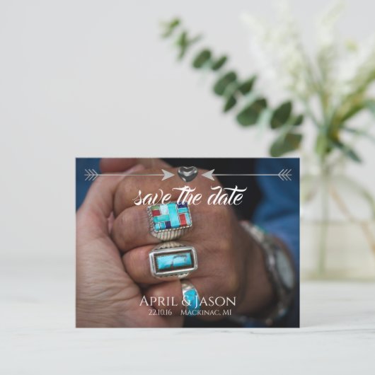 Native Arrows | De bekendmaking van de datum opsla Aankondigingskaart (Staand voorkant)