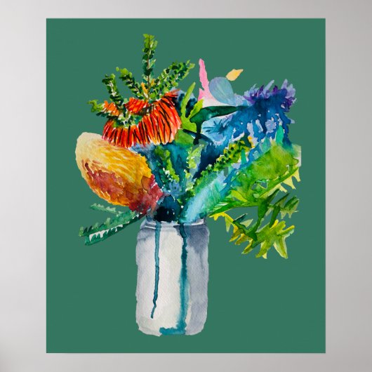 Native Australian Flowers waterverf Poster (Voorkant)