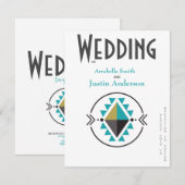 Native Aztec Symbol White Wedding Kaart (Voorkant / Achterkant)
