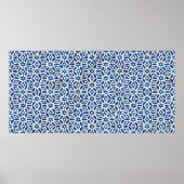 Native batik waterverf artistiek blauw en witte pa poster (Voorkant)