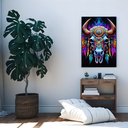 Native Bison Skull-Poster Poster