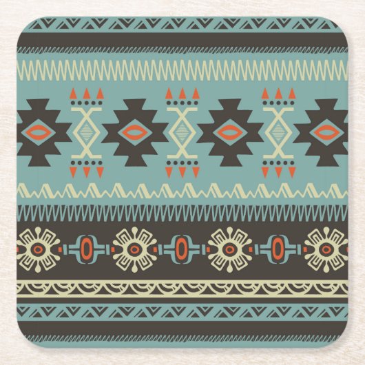 Native Blanket Pattern Vierkante Kartonnen Onderzetter (Voorkant)