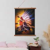 Native Chief Wood Topped Wall Tapestry Hangend Wandkleed (Slaapkamer)