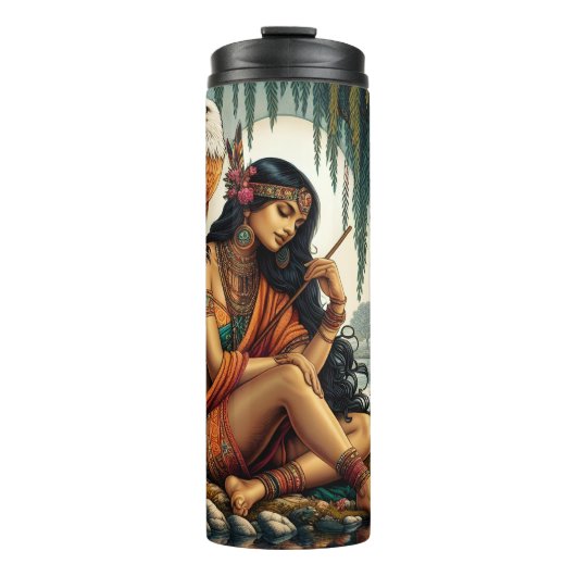 Native Doordachte Maiden, Adelaar, Riverside Calm Thermosbeker (Voorkant)