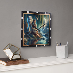 Native Dreamscape: fluistert het oude water Vierkante Klok