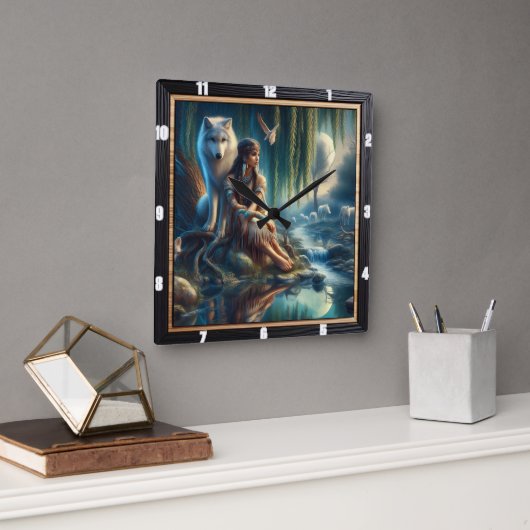 Native Dreamscape: fluistert het oude water Vierkante Klok (Kantoor)