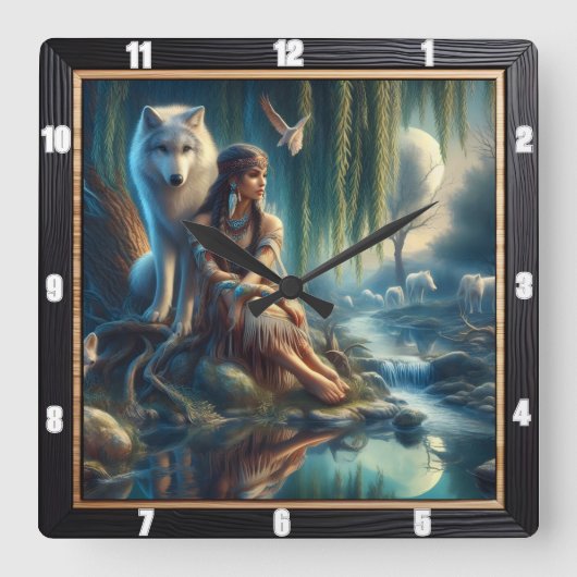 Native Dreamscape: fluistert het oude water Vierkante Klok (Voorkant)