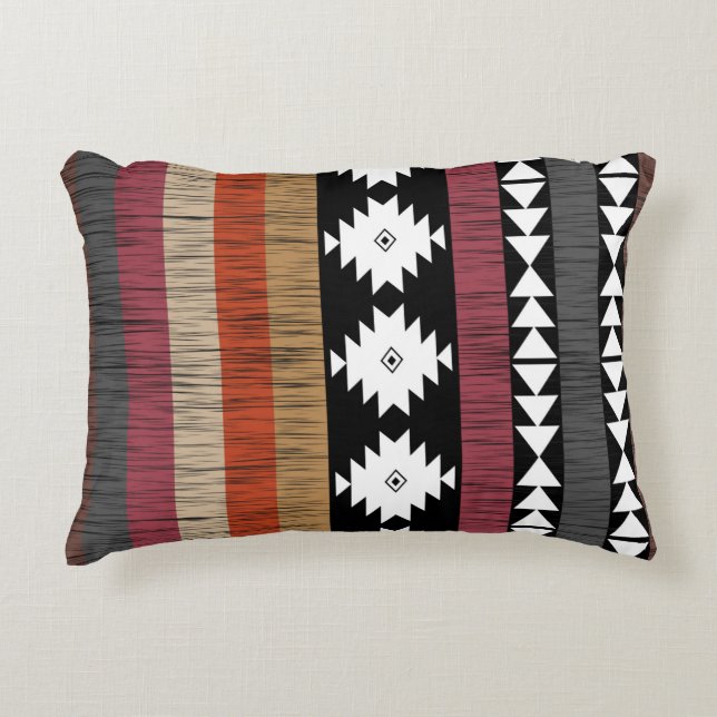Native Ethnic Colorful Lines Patroon Accent Kussen (Voorkant)