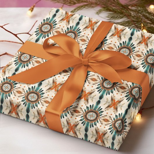  Native Feather Retro Dream Catcher Pattern Cadeaupapier