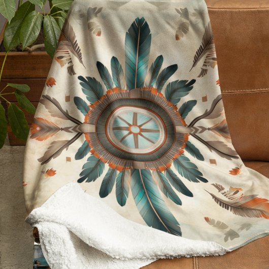 Native Feather Retro Dream Catcher Pattern Fleece Deken