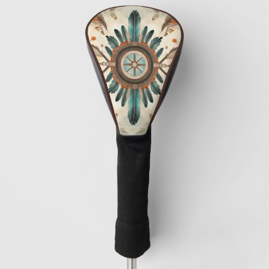  Native Feather Retro Dream Catcher Pattern Golfheadcover (Voorkant)