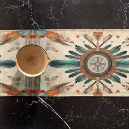  Native Feather Retro Dream Catcher Pattern Korte Tafelloper