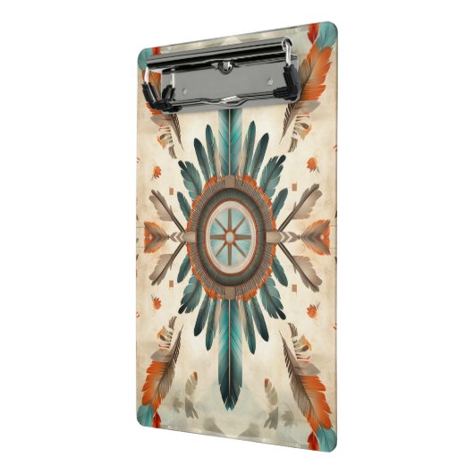 Native Feather Retro Dream Catcher Pattern Mini Klembord (Angled2)