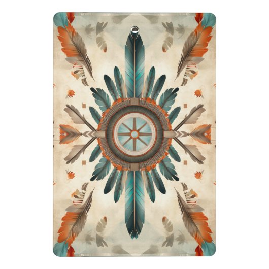 Native Feather Retro Dream Catcher Pattern Mini Klembord (Achterkant)