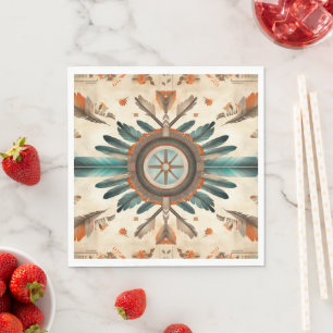 Native Feather Retro Dream Catcher Pattern Servet