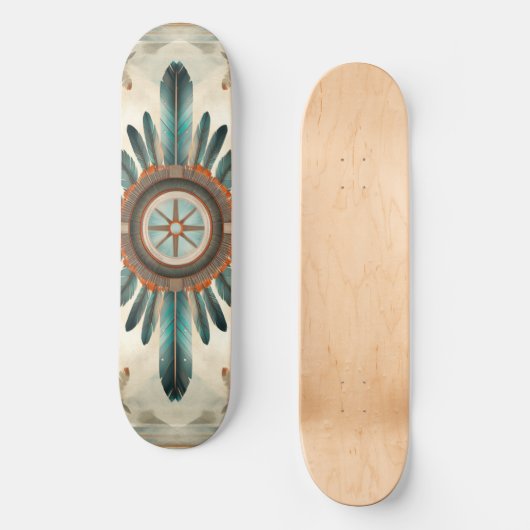Native Feather Retro Dream Catcher Pattern Skateboard (Voorkant)