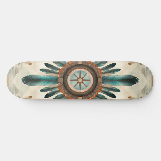 Native Feather Retro Dream Catcher Pattern Skateboard (Horizontaal)