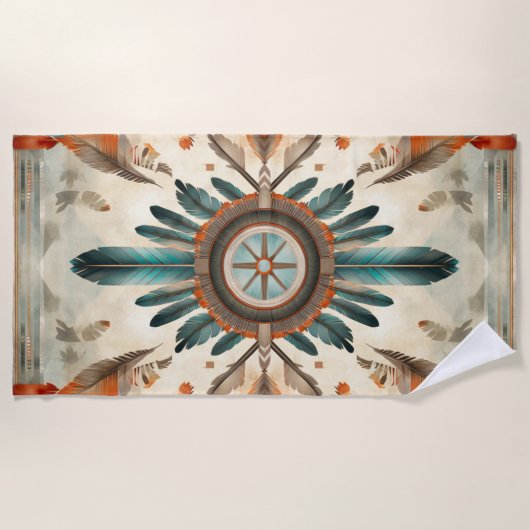 Native Feather Retro Dream Catcher Pattern Strandlaken (Voorkant)