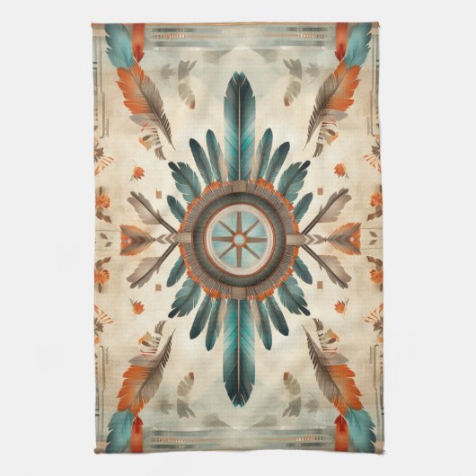  Native Feather Retro Dream Catcher Pattern Theedoek (Verticaal)