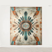 Native Feather Retro Dream Catcher Pattern Wandkleed (Voorkant)