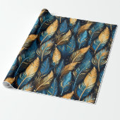 Native Feathers Pattern Tribal Boho Inheems Cadeaupapier (Uitgerold)