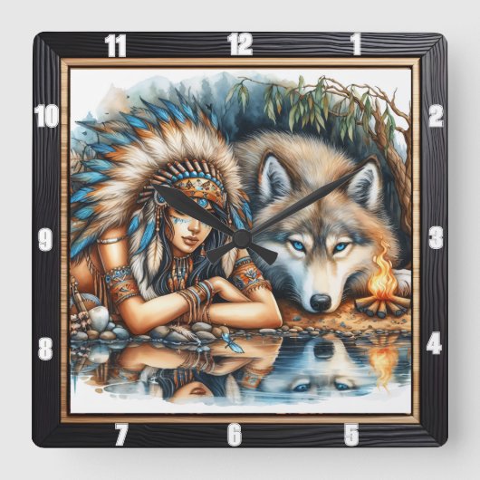 Native Gathering: Heilige Vuur Steen Wijsheid Vierkante Klok (Voorkant)