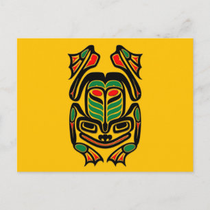 Native Haida Art Frog - zwart op geel Briefkaart