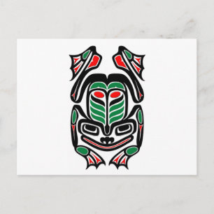 Native Haida Art Frog - zwart op wit Briefkaart