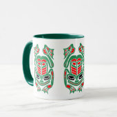 Native Haida Art Red en Green Frog Mok (Voorkant links)