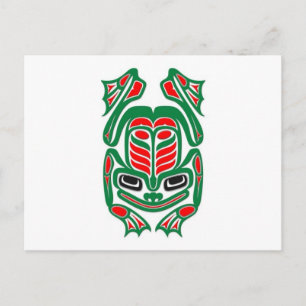 Native Haida Art Red en Green Kikker - wit Briefkaart