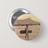 Native Hawaiian Surfer, c. 1890 Ronde Button 5,7 Cm (Voorkant /achterkant)