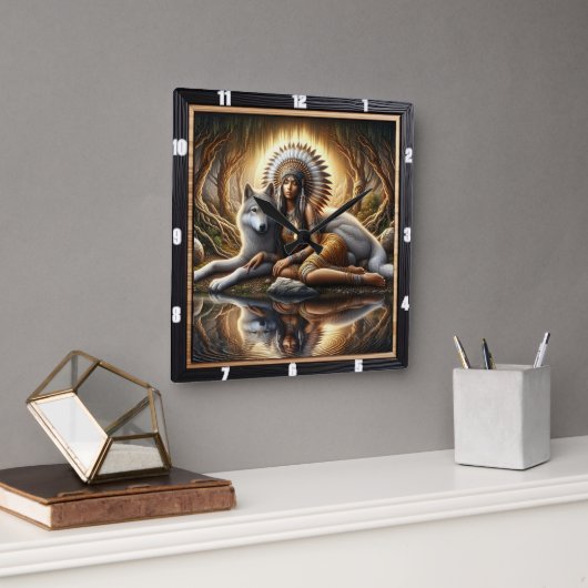 Native Hearth: Willow koopt zachte vrede Vierkante Klok (Kantoor)