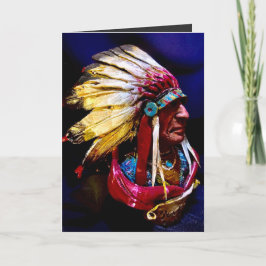 Native "Hunkpapa Chief" Folded Greeting Card Kaart