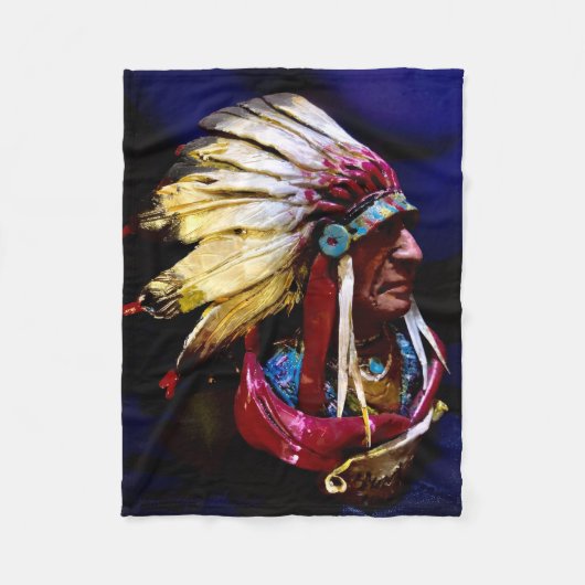 Native " Hunkpapa Chief" original art Fleece Deken (Voorkant)