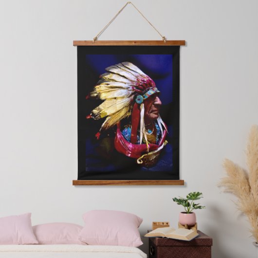 Native "Hunkpapa Chief "original art Hangend Wandkleed (Slaapkamer)