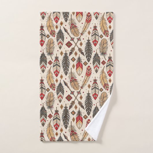 Native-Inspired Bath Towel Tribal Feather Pattern Bad Handdoek (Handdoek)