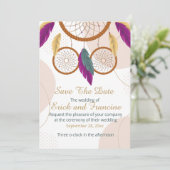 Native Inspired Dreamcatcher Wedding Save the Date (Debout devant)