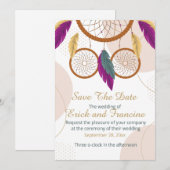 Native Inspired Dreamcatcher Wedding Save the Date (Devant / Derrière)