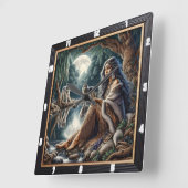 Native Moonlit Glade: Wisdom Keeper Art Vierkante Klok (Hoek)