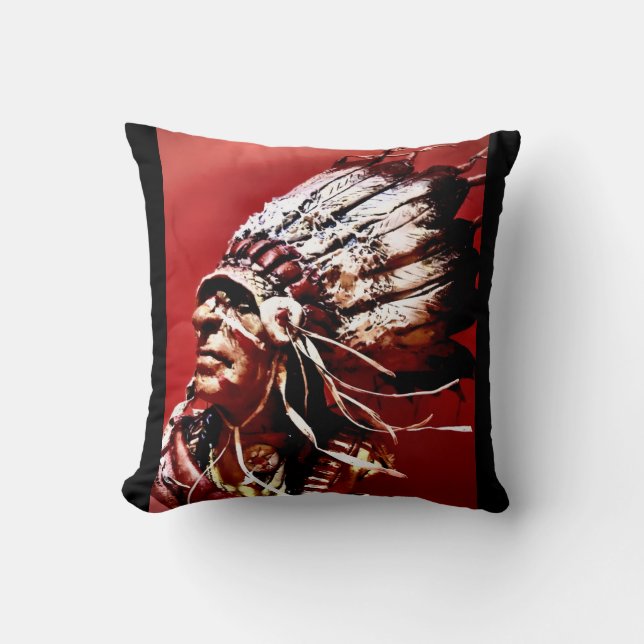 Native "Nez Perce Chief" original art  Kussen (Voorkant)