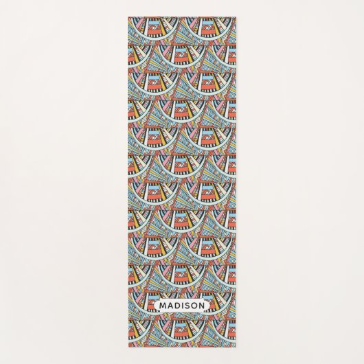 Native Pattern aangepaste naam yoga mat (Voorkant)