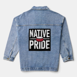 Native Pride – Indigenous Drum Heritage Symbol Denim Jacket