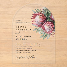 Native Protea Waterverf Floral Boho Botanical