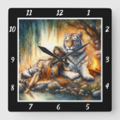 Native Rest: Tiger's Breath Willow's Sigh Vierkante Klok (Voorkant)