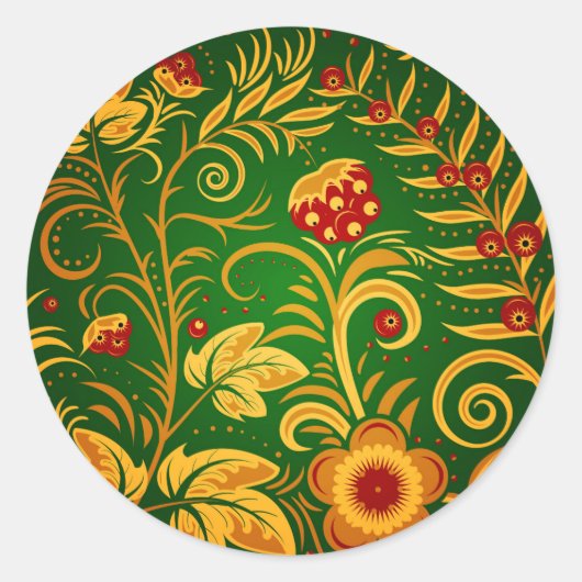 Native russian ornament ronde sticker (Voorkant)