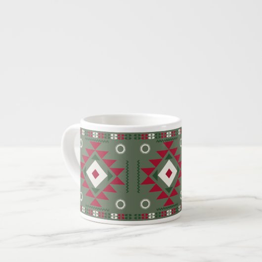 Native Santa Pattern Espresso Kop (Voorkant links)