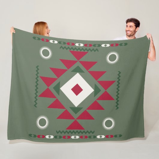 Native Santa Pattern Fleece Deken (In situ)