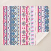 Native Southwest Pink and Blue Tribal Pattern Sherpa Deken (Voorkant (horizontaal))