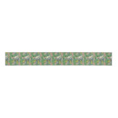 Native Struik Blooms Summer Green Grosgrain Lint (Voorkant)