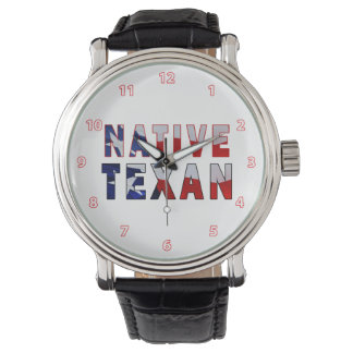 Native Texan Flag Horloge